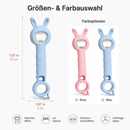 4-in-1-Multifunktionsöffner für Flaschen und Gläser – Küchenhelfer in Hasenform mit Flaschenöffner 🐰🍾