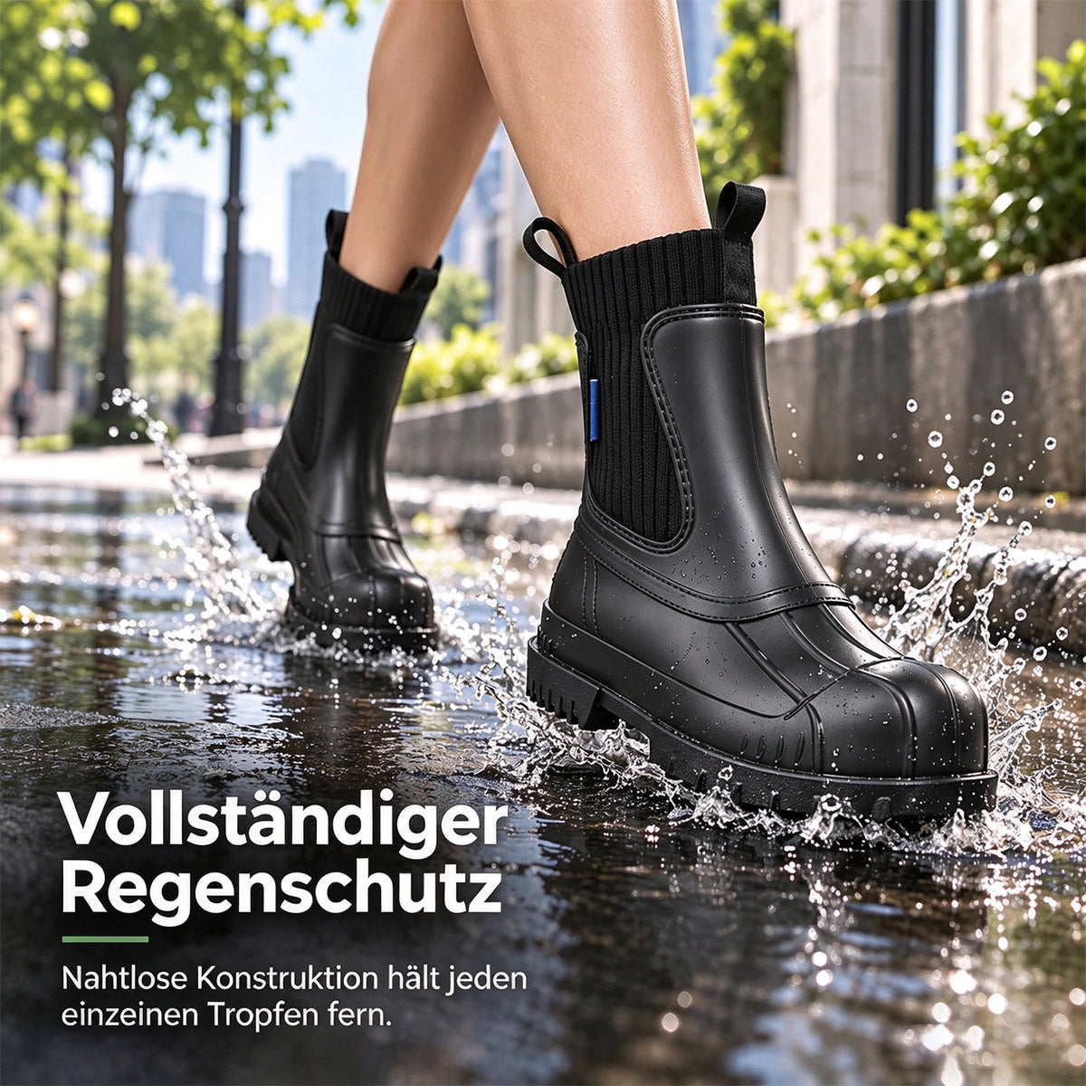 Martin-Regenstiefel für Damen, modische, wasserdichte Schuhe in Wadenhöhe, rutschfeste, bequeme Regenstiefel aus Flyknit-Material und Gummi