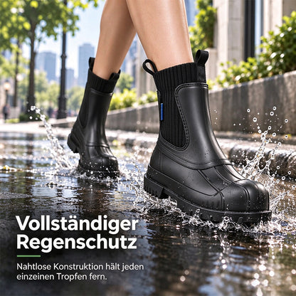 Martin-Regenstiefel für Damen, modische, wasserdichte Schuhe in Wadenhöhe, rutschfeste, bequeme Regenstiefel aus Flyknit-Material und Gummi