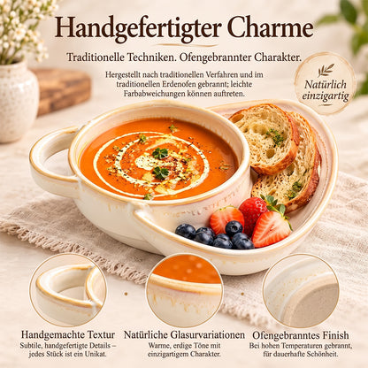 Keramik-Suppen- und Toastie-Schale mit Griffen – Rustikale Reaktivglasur