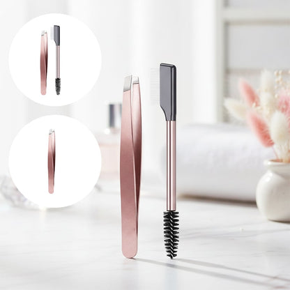 TYIIPLUS™ Lash & Brow Touch Up Tool Set – Precision Stainless Steel Tweezers & Dual-Ended Lash Comb for Brow Grooming & Lash Separation