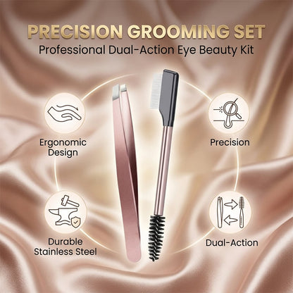TYIIPLUS™ Lash & Brow Touch Up Tool Set – Precision Stainless Steel Tweezers & Dual-Ended Lash Comb for Brow Grooming & Lash Separation