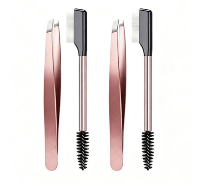 TYIIPLUS™ Lash & Brow Touch Up Tool Set – Precision Stainless Steel Tweezers & Dual-Ended Lash Comb for Brow Grooming & Lash Separation