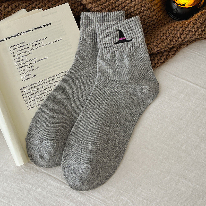 Spooky Season Halloween Embroidered Ankle Socks