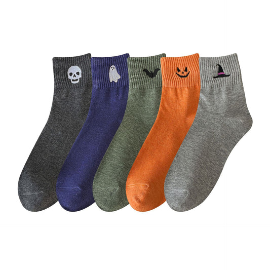 Spooky Season Halloween Embroidered Ankle Socks