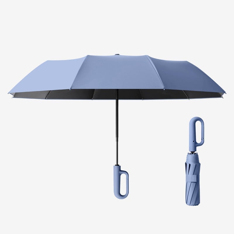 Kreativer, windfester und verstärkter Regenschirm mit Ringgriff – automatischer Faltschirm