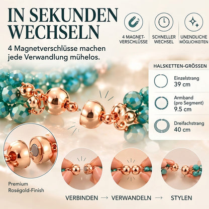 10-in-1 Magnetische Halskette – Turquoise Crystal