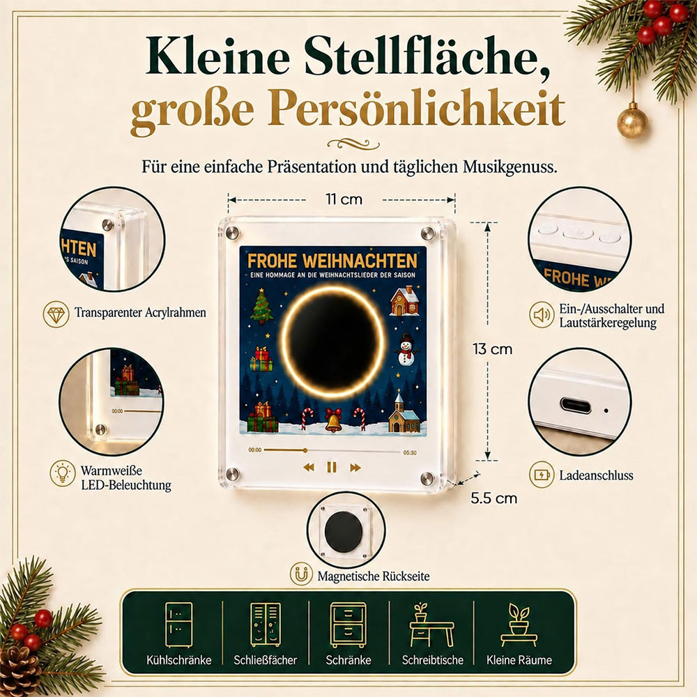 Magnetische Musikbox im Plattenspieler-Stil mit NFC-Funktion