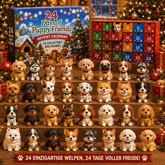 TYIIMAX™ 24-Tage-Adventskalender für Hundefreunde – Ein Weihnachtsgeschenk für Kinder mit 24 sammelbaren Hunde