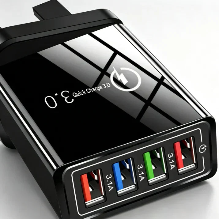 ⚡️Secret to Faster Phone Performance⚡️Four-Port Travel Charger for Extended Phone Battery Life