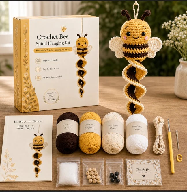 🧶🌿 Häkelnadel-Set für spiralförmige Ornamente – Ein anfängerfreundliches DIY-Set zur Gartentierdekoration