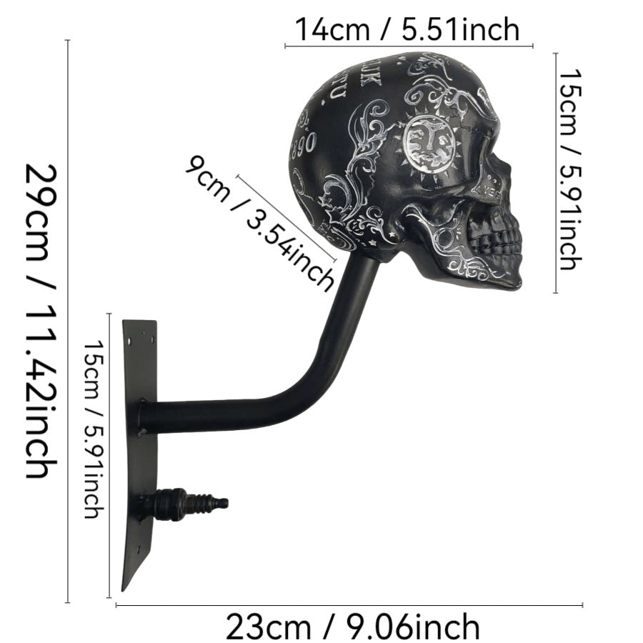Motorradhelm-Halterung „Totenkopf“ – Wandhalterung im Punk-Totenkopf-Design für Helme, Jacken & Garagendekoration
