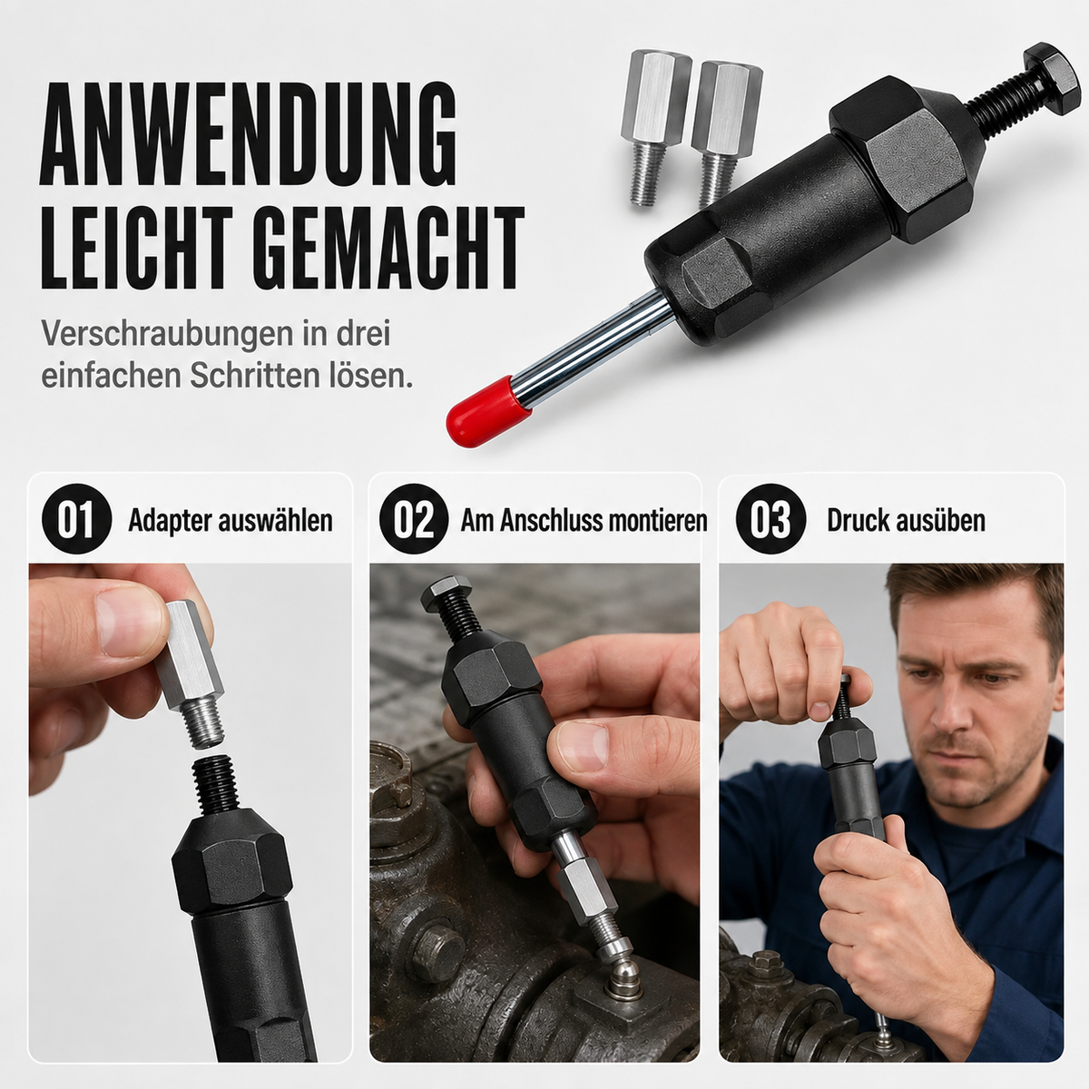 TYIIMAX™ Hochleistungs-Fettpresse – 600 PSI Hochdruck-Fettpresse (mit M6/M8/M10-Adapter)