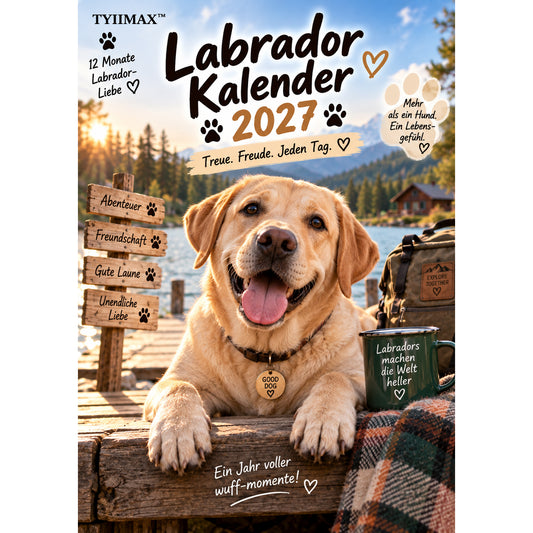 TYIIMAX™ Labrador Kalender 2027 – Lustiger Wandkalender für Labrador-Fans & Hundeliebhaber