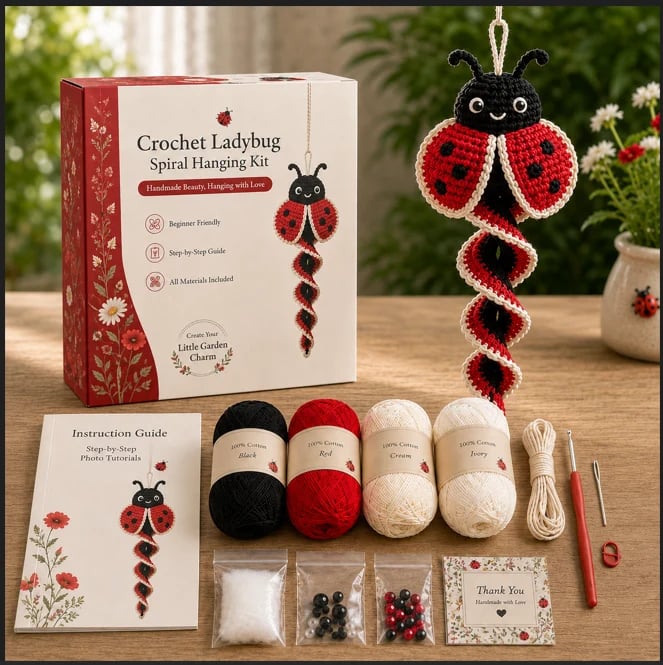 🧶🌿 Häkelnadel-Set für spiralförmige Ornamente – Ein anfängerfreundliches DIY-Set zur Gartentierdekoration