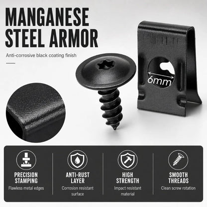Universal Car Metal U-Type Clips and Screws Set