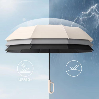 Kreativer, windfester und verstärkter Regenschirm mit Ringgriff – automatischer Faltschirm