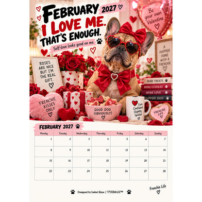 TYIIMAX™ Französische Bulldogge-Kalender 2027 – Lustiger Wandkalender mit Französischen Bulldoggen, 12-Monats-Hundekalender für Liebhaber der Rasse
