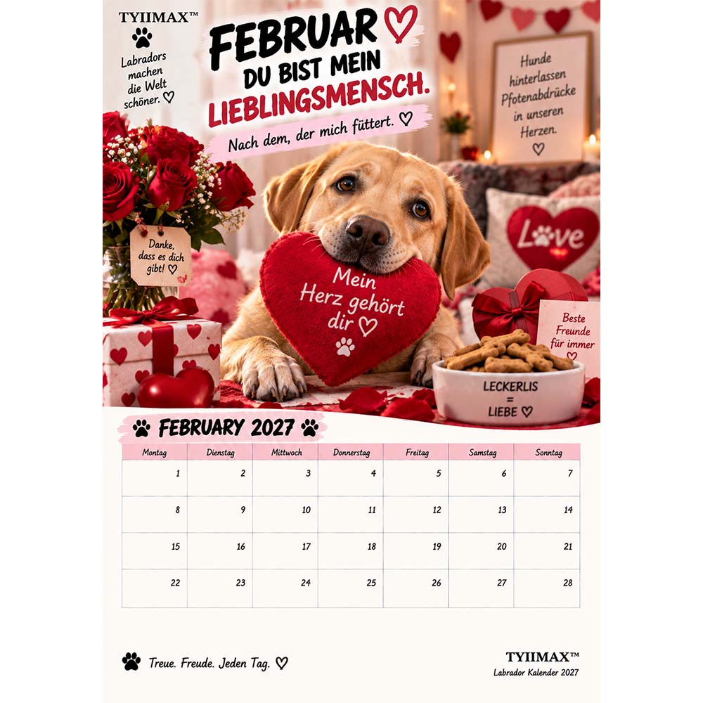 TYIIMAX™ Labrador Kalender 2027 – Lustiger Wandkalender für Labrador-Fans & Hundeliebhaber