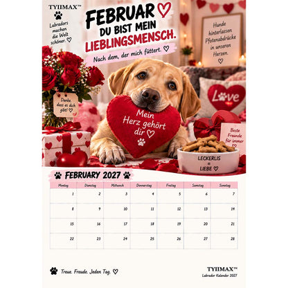 TYIIMAX™ Labrador Kalender 2027 – Lustiger Wandkalender für Labrador-Fans & Hundeliebhaber