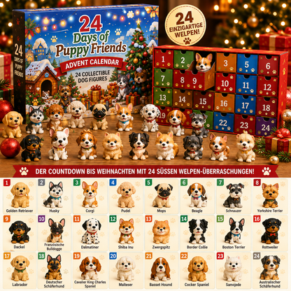 TYIIMAX™ 24-Tage-Adventskalender für Hundefreunde – Ein Weihnachtsgeschenk für Kinder mit 24 sammelbaren Hunde