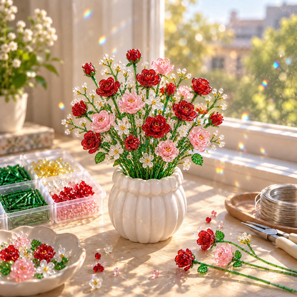 🌼✨ DIY-Set für einen Wildblumenstrauß aus Perlen – Handgefertigtes Bastelset für Kristallblumen 🌸✨