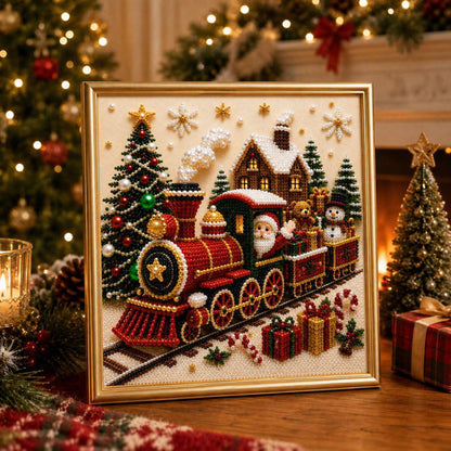 🎄🎅 Premium 3D-Perlen-Weihnachts-Wandkunst-Set | Luxuriöse beflockte Leinwand mit kratzfesten und lichtbeständigen Perlen für selbstgemachte Weihnachtsdekoration ⛄️❄️