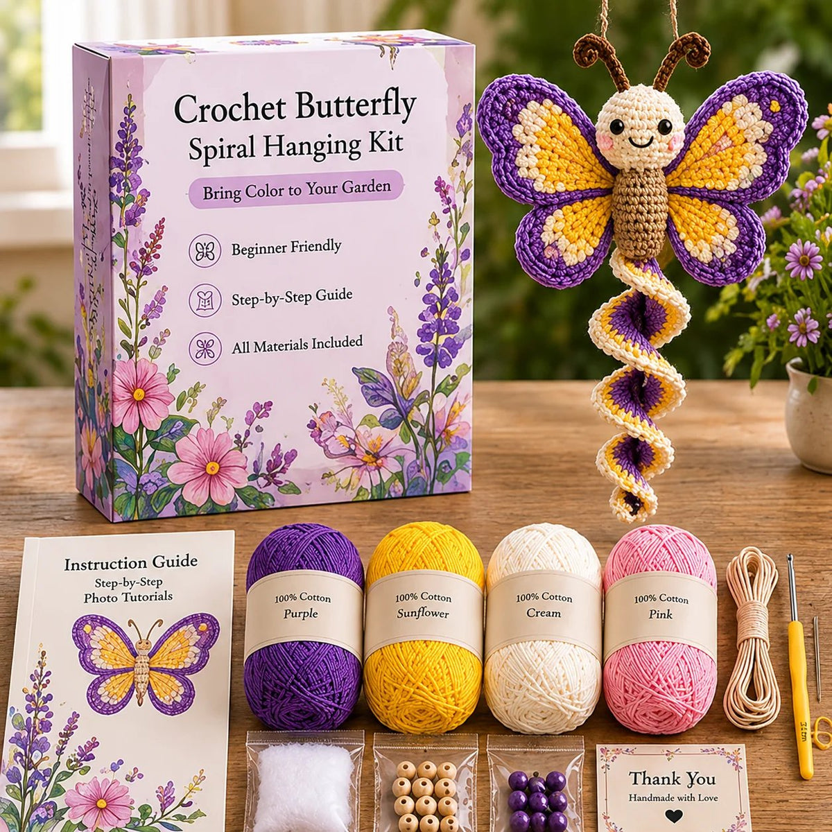 🧶🌿 Häkelnadel-Set für spiralförmige Ornamente – Ein anfängerfreundliches DIY-Set zur Gartentierdekoration