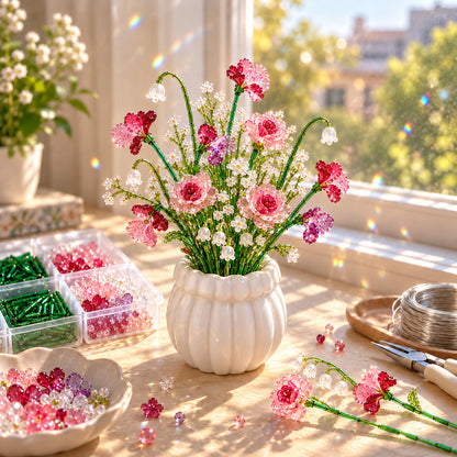 🌼✨ DIY-Set für einen Wildblumenstrauß aus Perlen – Handgefertigtes Bastelset für Kristallblumen 🌸✨