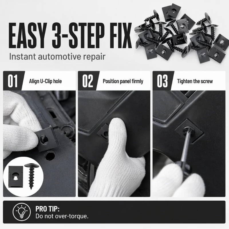 Universal Car Metal U-Type Clips and Screws Set