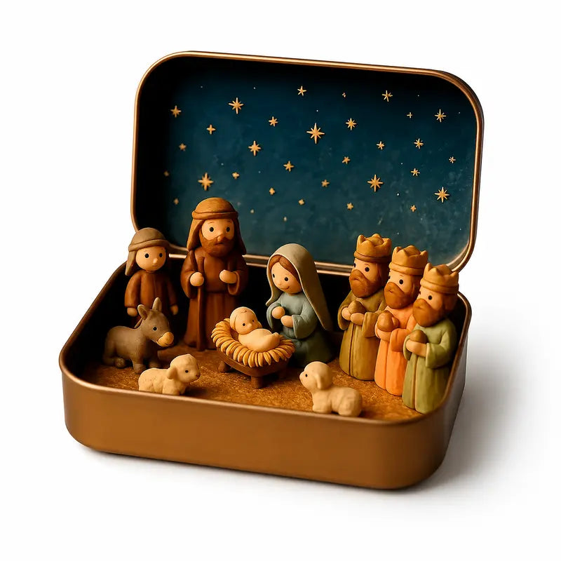 🎄 Mini-Krippenszene im Taschenformat mit Aufbewahrungsbox