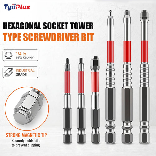 6-Piece Magnetic Pagoda Hex Shank Screwdriver Bit Set