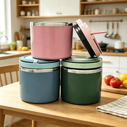 TYIIMAX™ Isolierte Lunchbox aus Edelstahl mit Griff – Auslaufsicherer und stapelbarer Lebensmittelbehälter, geeignet für Büro, Schule und Reisen