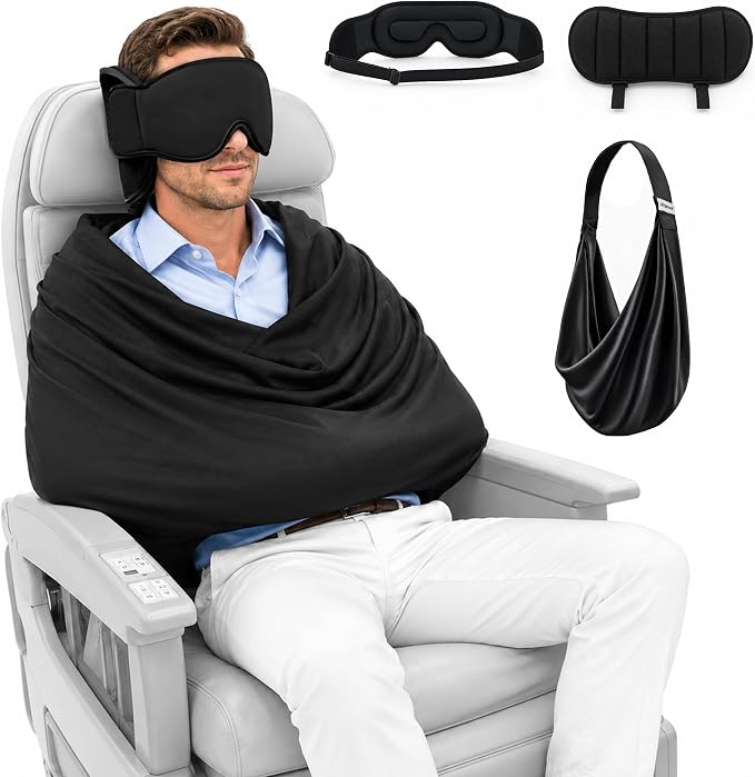 ✈️ TYII™ 3-in-1 Reisekissen mit Schlafmaske – Nackenstütze für Flugzeug, Auto & Zug