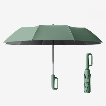 Kreativer, windfester und verstärkter Regenschirm mit Ringgriff – automatischer Faltschirm
