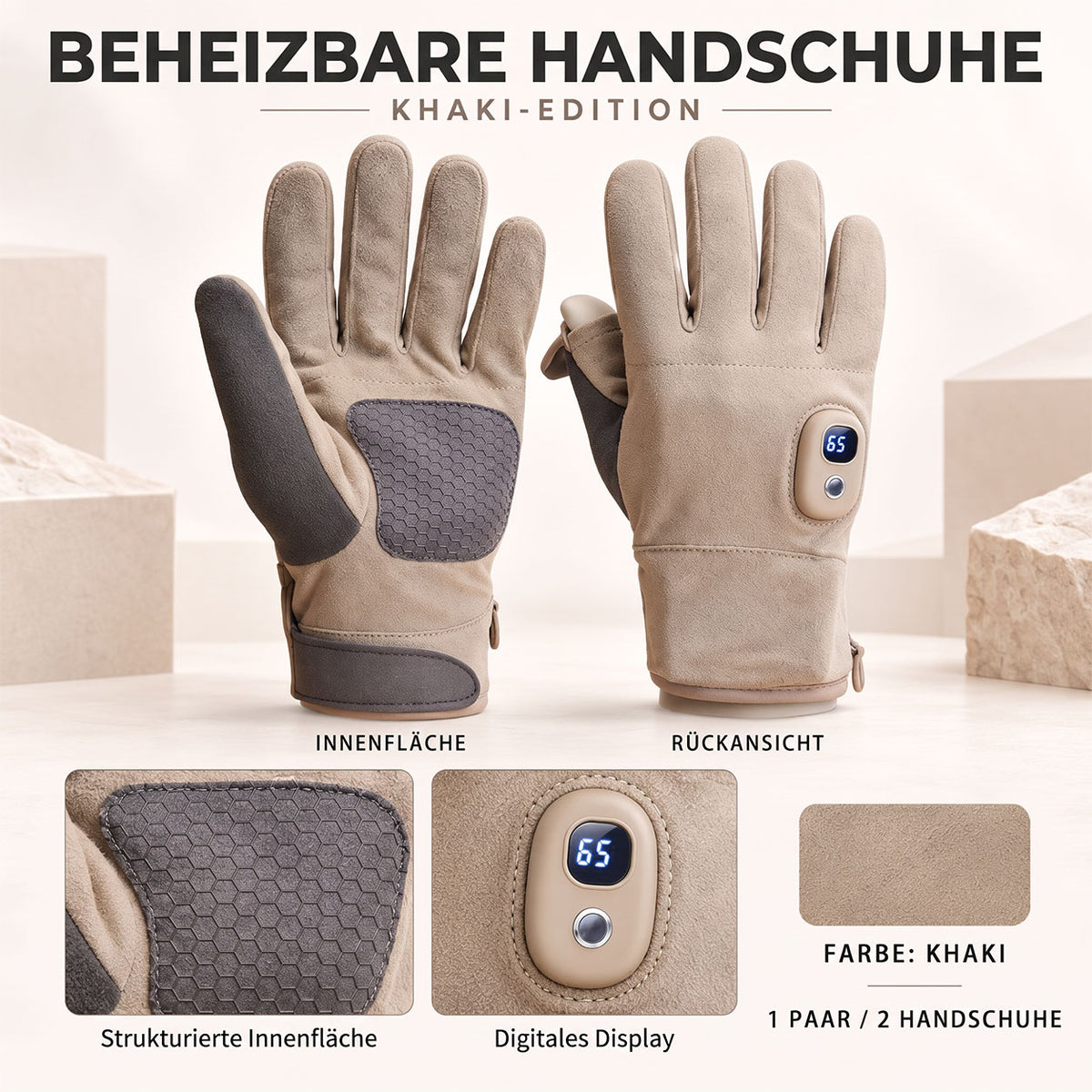 ❄️ Beheizbare Touchscreen-Handschuhe mit Digitalanzeige – Warme Hände im Winter