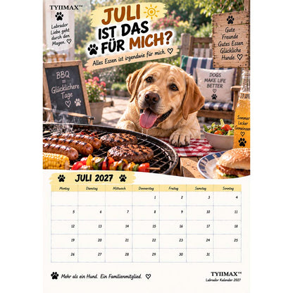 TYIIMAX™ Labrador Kalender 2027 – Lustiger Wandkalender für Labrador-Fans & Hundeliebhaber