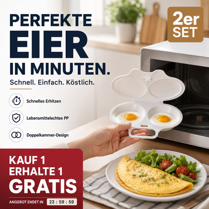 🍳Mikrowellen-Eierkocher mit Deckel und Griff – Schnell, sicher & platzsparend – Perfekt für das schnelle Frühstück, Weich- & Hartgekochte Eier in Minuten ✨