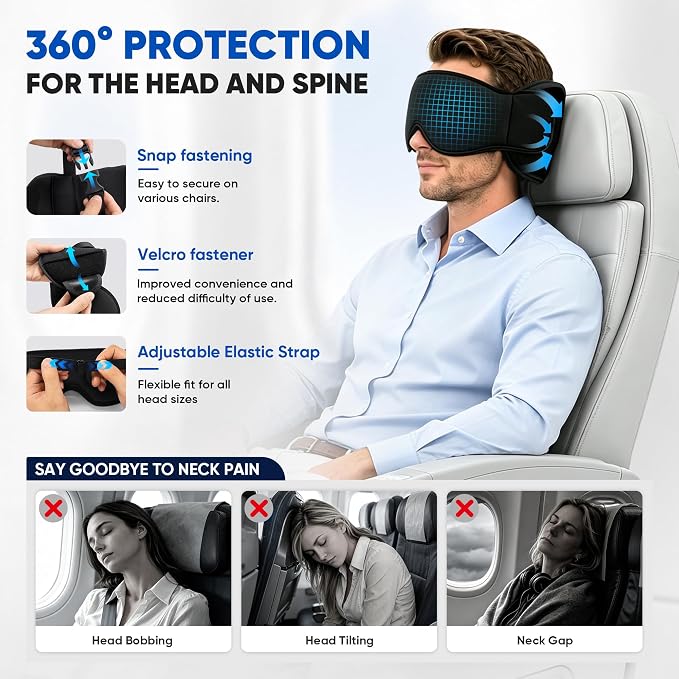 ✈️ TYII™ 3-in-1 Reisekissen mit Schlafmaske – Nackenstütze für Flugzeug, Auto & Zug