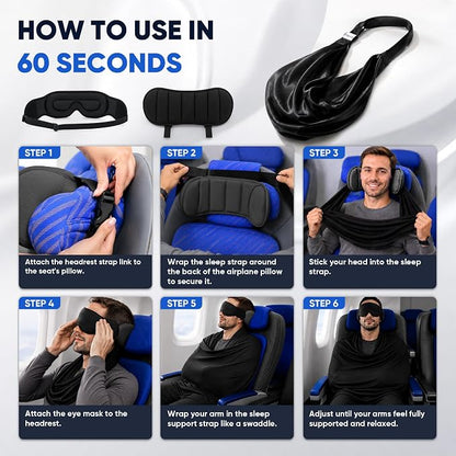 ✈️ TYII™ 3-in-1 Reisekissen mit Schlafmaske – Nackenstütze für Flugzeug, Auto & Zug