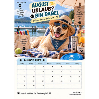 TYIIMAX™ Labrador Kalender 2027 – Lustiger Wandkalender für Labrador-Fans & Hundeliebhaber