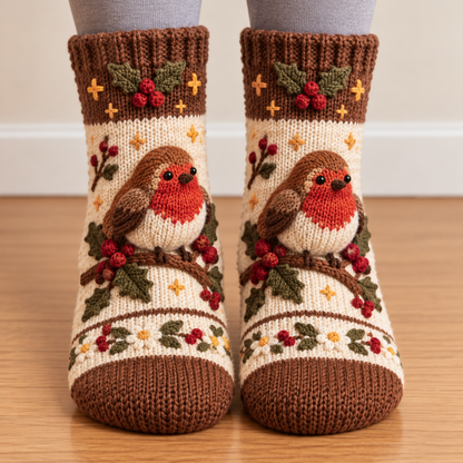 🧦🍂 3D-Stricksocken im Herbst-Look – Kuschelige Cottage-Socken für gemütliche Tage