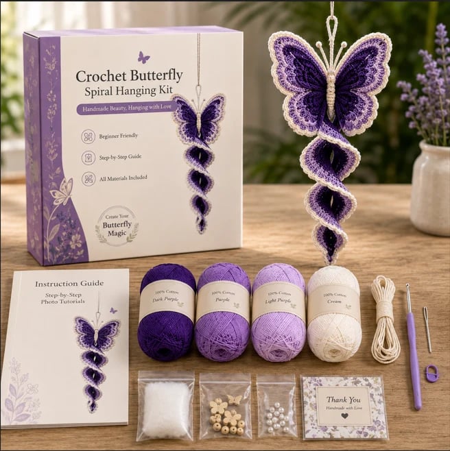 🧶🌿 Häkelnadel-Set für spiralförmige Ornamente – Ein anfängerfreundliches DIY-Set zur Gartentierdekoration