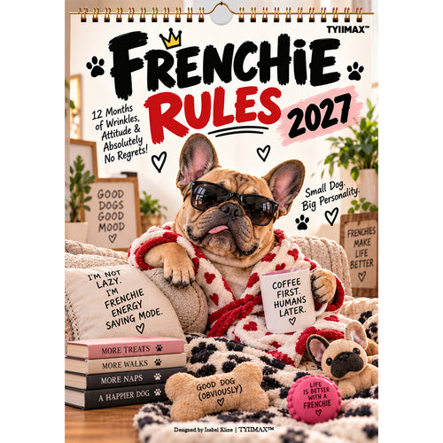 TYIIMAX™ Französische Bulldogge-Kalender 2027 – Lustiger Wandkalender mit Französischen Bulldoggen, 12-Monats-Hundekalender für Liebhaber der Rasse