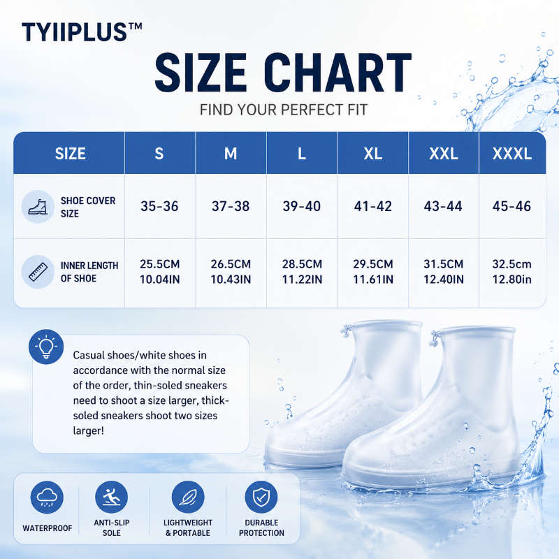 TYIIPLUS™ Waterproof Shoe Covers with Zipper & Adjustable Drawstring