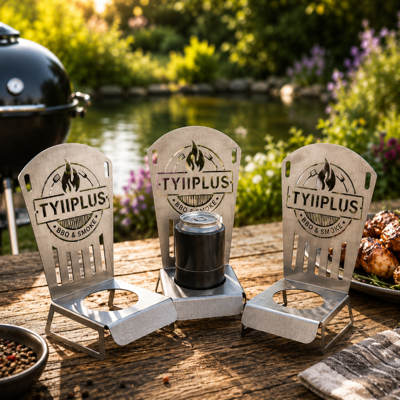 TYIIPLUS™ Beer Can Chicken Chair – Heavy Duty 304 Stainless Steel BBQ Roaster Stand for 16oz Beer Cans