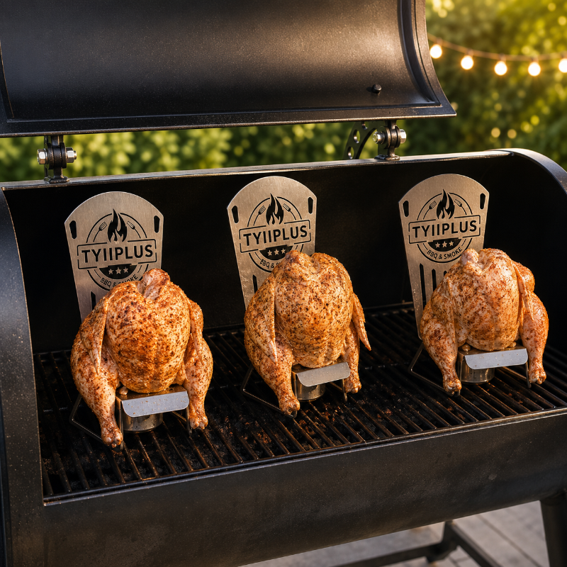 TYIIPLUS™ Beer Can Chicken Chair – Heavy Duty 304 Stainless Steel BBQ Roaster Stand for 16oz Beer Cans