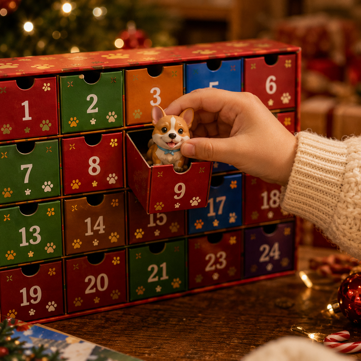TYIIMAX™ 24-Tage-Adventskalender für Hundefreunde – Ein Weihnachtsgeschenk für Kinder mit 24 sammelbaren Hunde