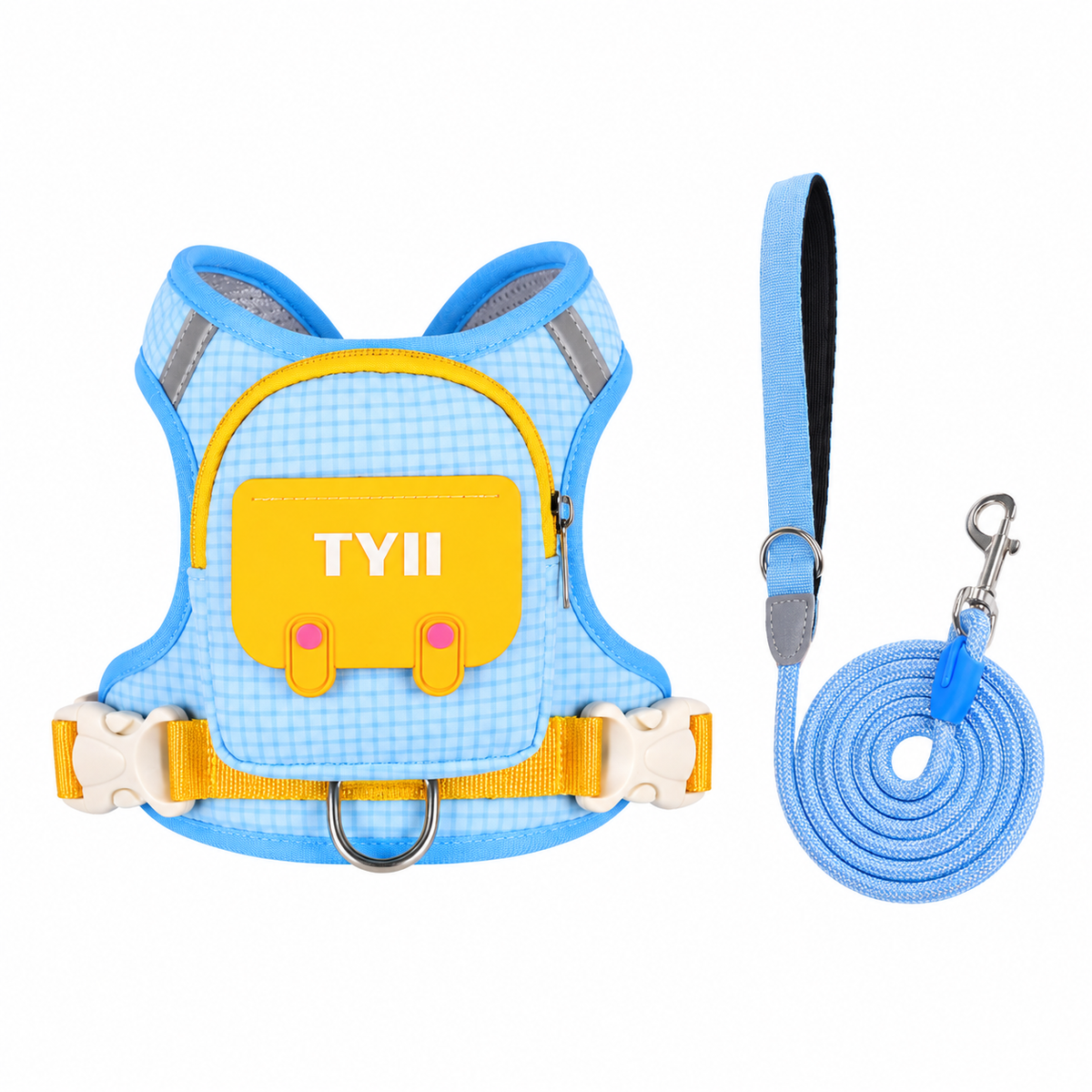 TYIIMAX™ Hunde-Rucksackweste mit Borstenmuster (inkl. Leine) – Leichte, stoßfeste Hundeweste mit Aufbewahrungstaschen und reflektierendem, atmungsaktivem Design