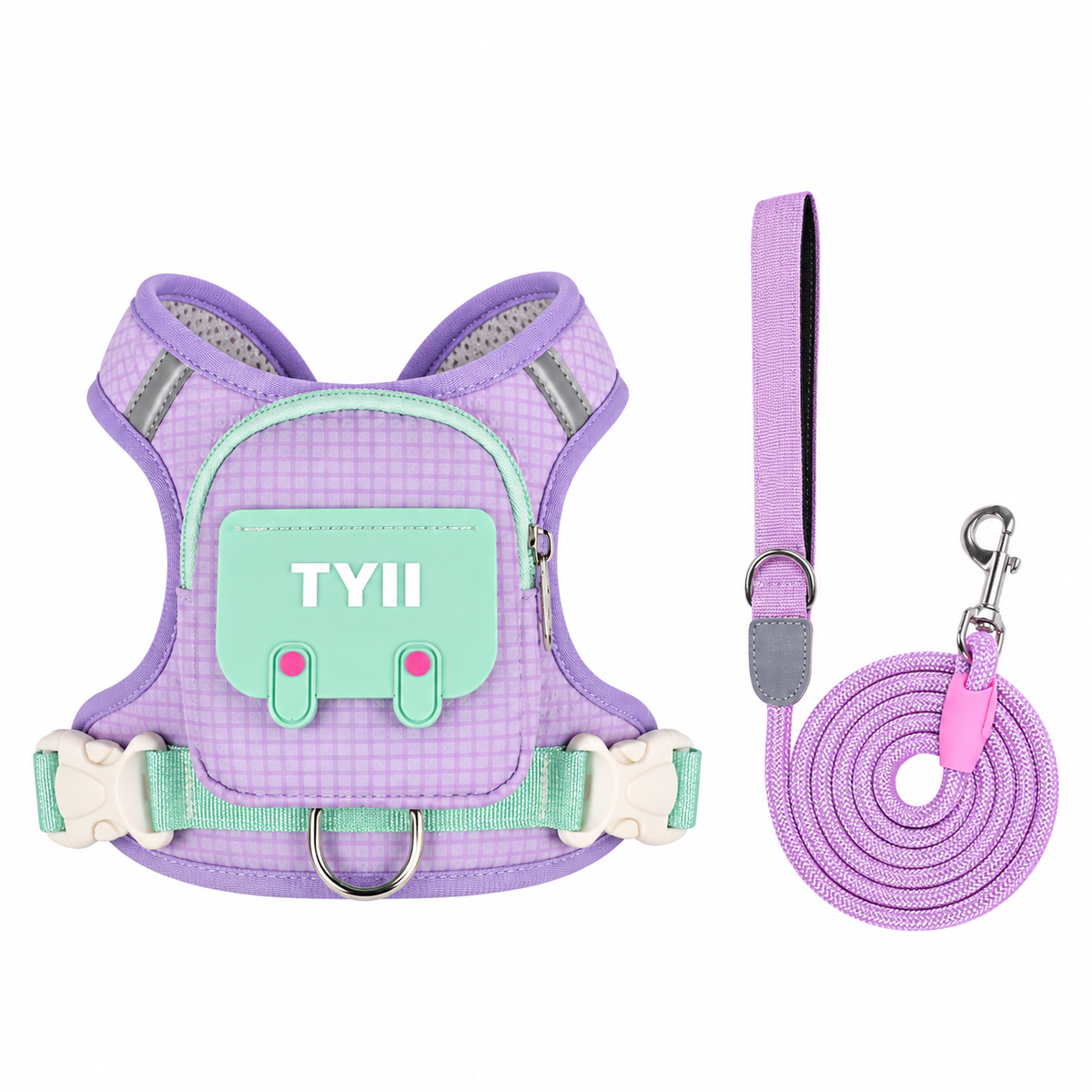 TYIIMAX™ Hunde-Rucksackweste mit Borstenmuster (inkl. Leine) – Leichte, stoßfeste Hundeweste mit Aufbewahrungstaschen und reflektierendem, atmungsaktivem Design
